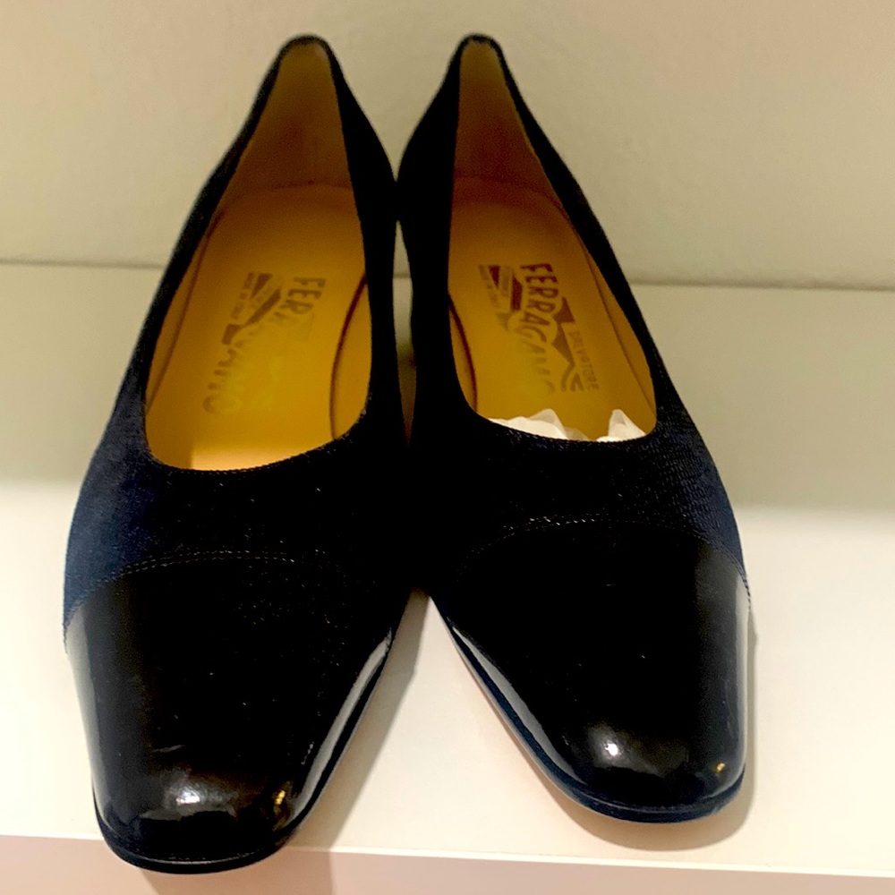Navy Ferragamo Heels